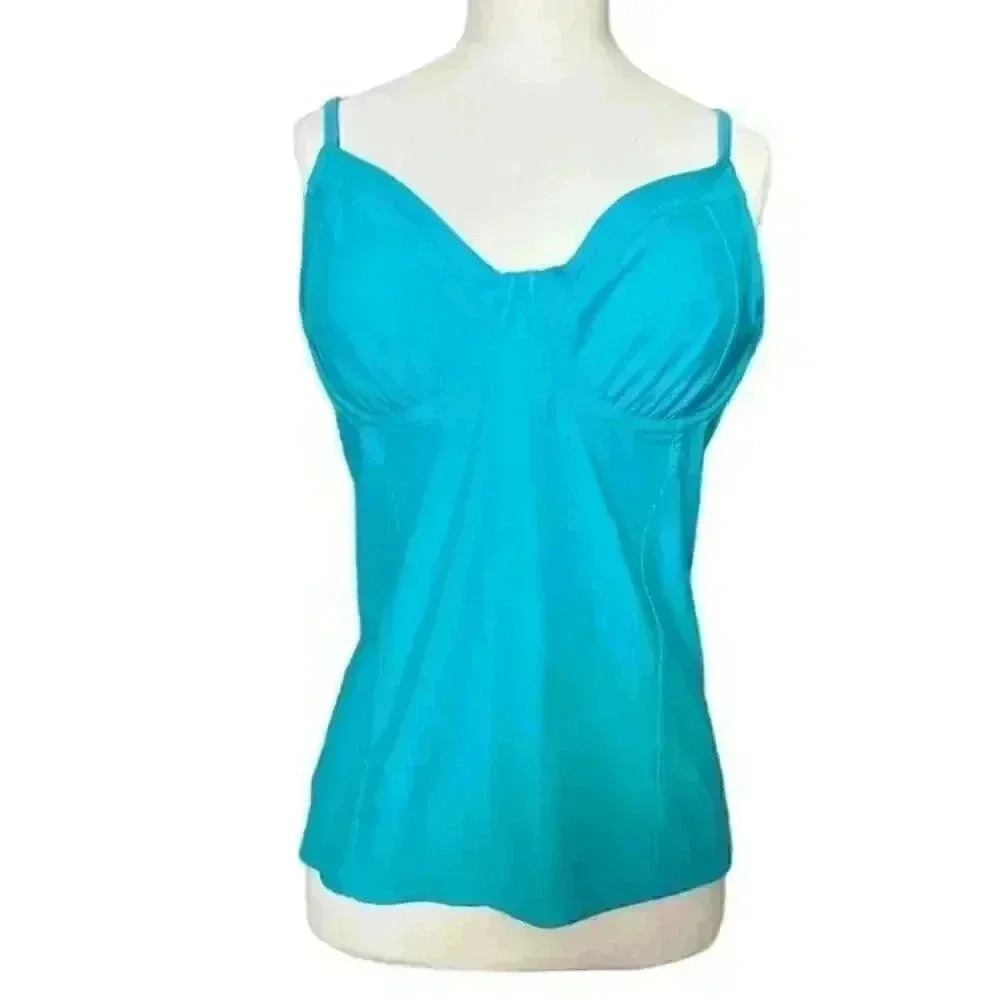 Athleta Turquoise Blue Underwire Tankini Top Size 38 B/C